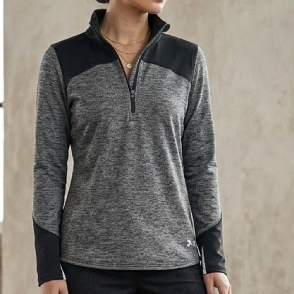 Under Armour ColdGear Grey Black‎ Space Dye 1/4 Zip Pullover Size L Large